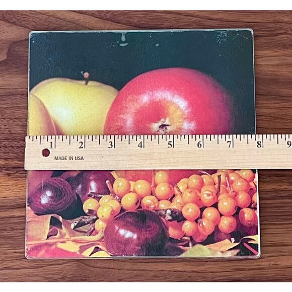Cooking Concepts Glass Cutting Boards Fruit Apple Grapes Round & Square Vintage - Picture 6 of 6